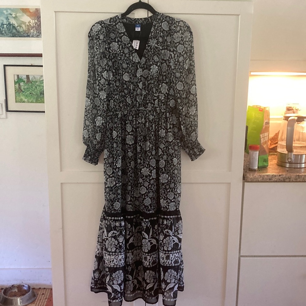 Boho Floral-Print Smocked Tie-Front Maxi Dress; Size XS